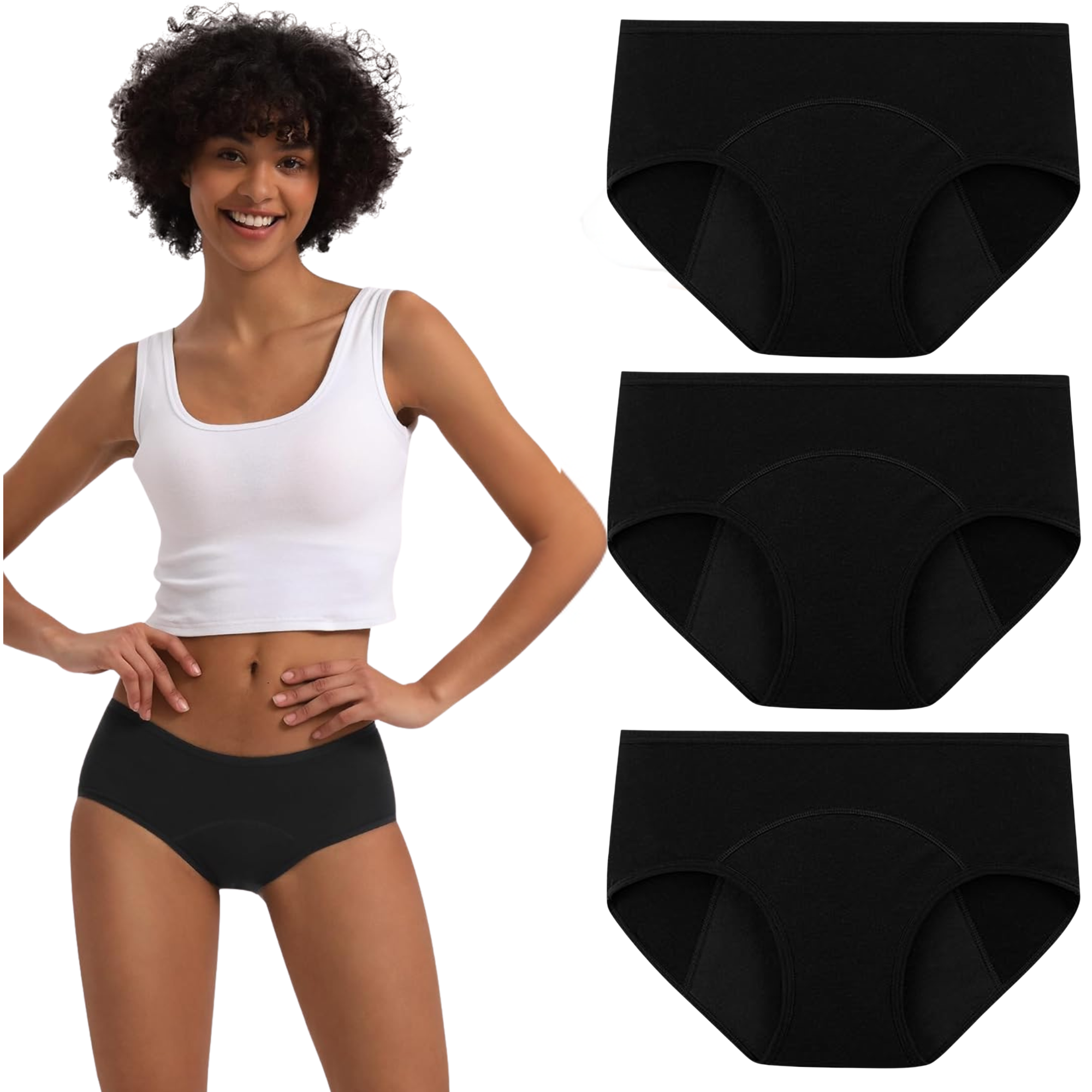 Smileai Fashion Women’s Period Panty | Leakproof Menstrual Underwear | Heavy Flow Protection | Reusable & Washable Period Panties for Women & Teens | Hipster Panties | Pack of 3