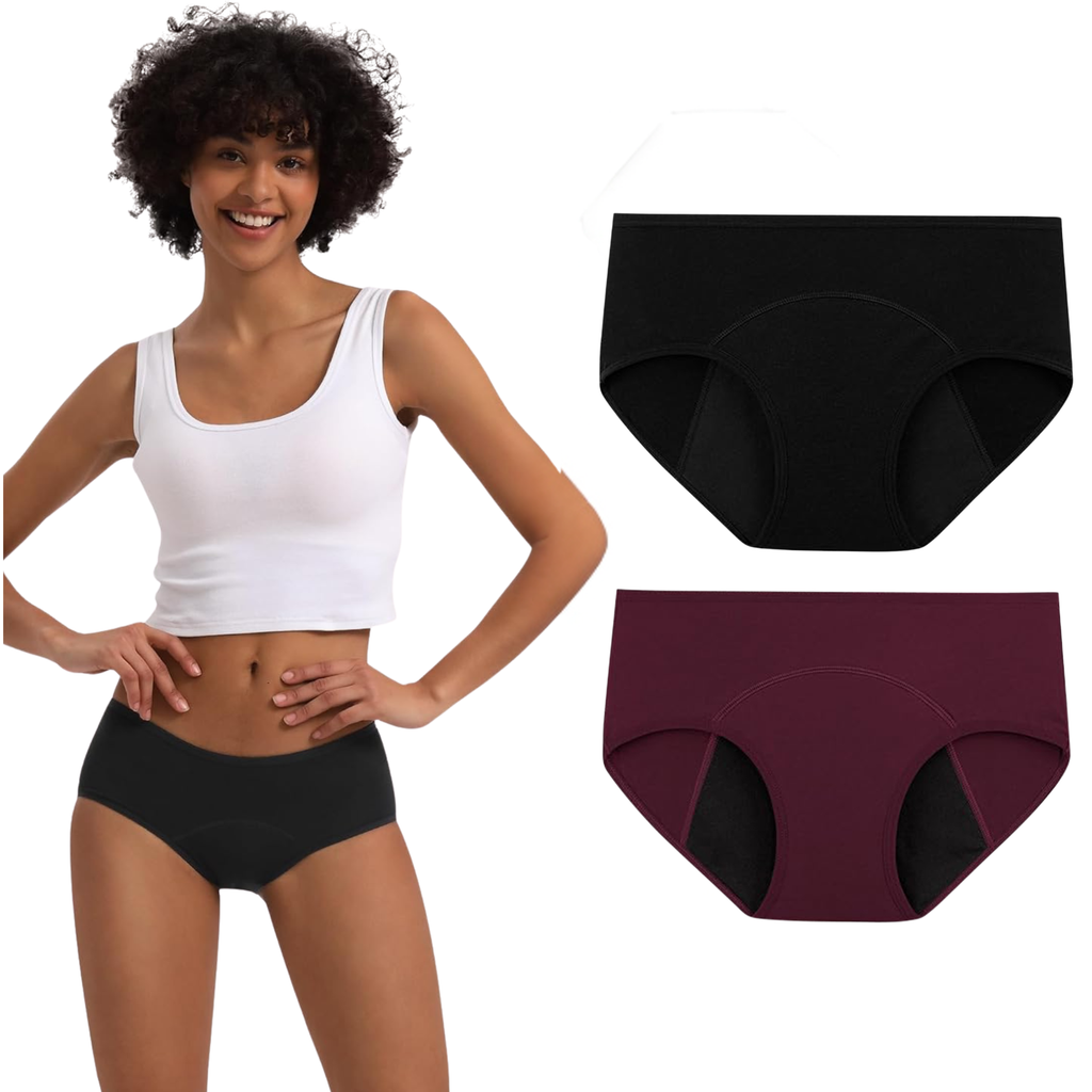 Smileai Fashion Women’s Period Panty | Leakproof Menstrual Underwear | Heavy Flow Protection | Reusable & Washable Period Panties for Women & Teens | Hipster Panties | Pack of 2