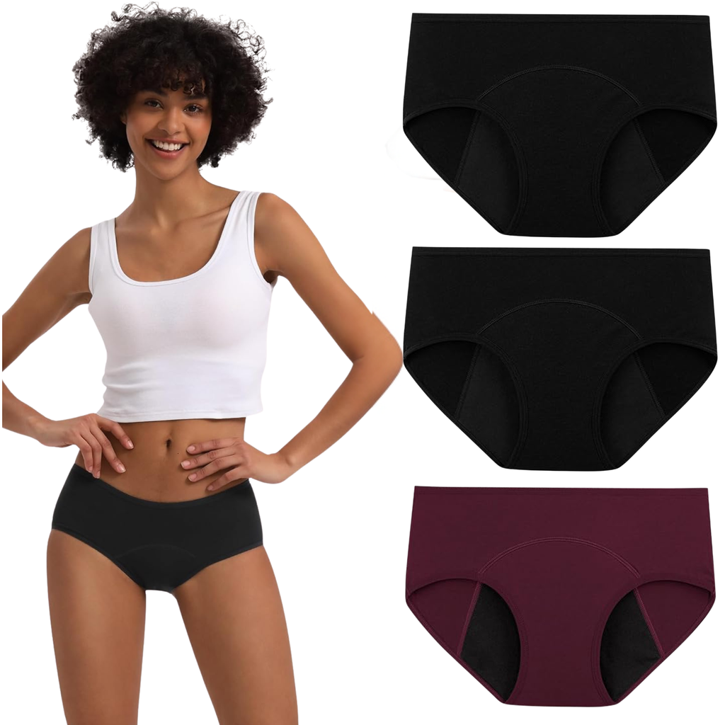 Smileai Fashion Women’s Period Panty | Leakproof Menstrual Underwear | Heavy Flow Protection | Reusable & Washable Period Panties for Women & Teens | Hipster Panties | Pack of 3
