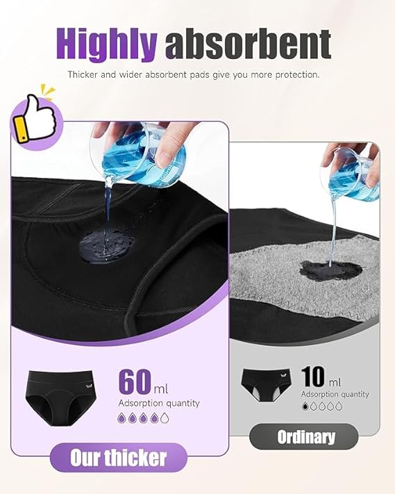Smileai Fashion Women’s Period Panty | Leakproof Menstrual Underwear | Heavy Flow Protection | Reusable & Washable Period Panties for Women & Teens | Hipster Panties | Pack of 2
