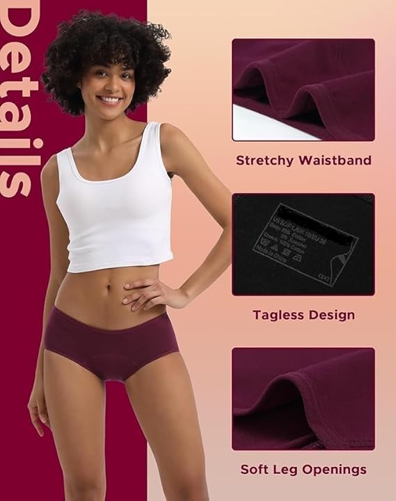 Smileai Fashion Heavy-Flow Hipster Period Panty for Women & Girls – Leak-Proof Menstrual Underwear, Reusable Washable Rash-Free Cotton Briefs for Medium to Heavy Flow | Pack of 1
