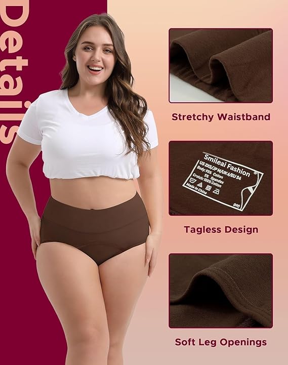 Smileai Fashion Women’s Period Panty | Pack of 2 Leakproof Menstrual Underwear | Heavy Flow Protection | Reusable & Washable Period Panties for Women & Teens