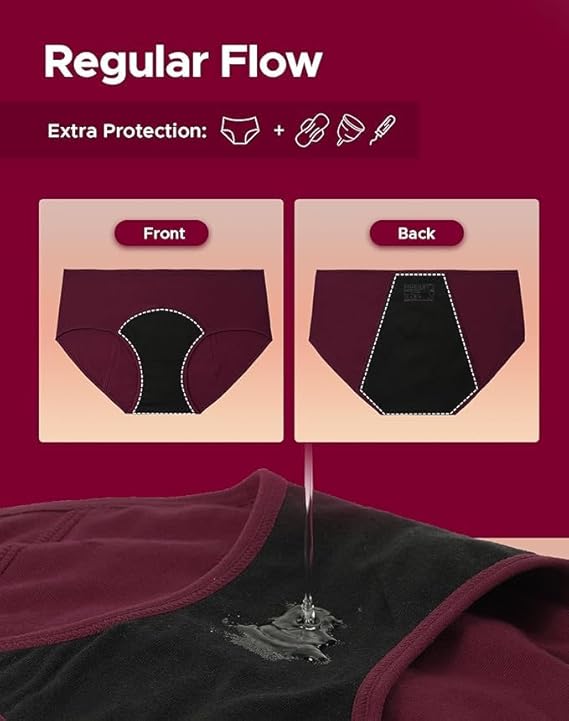 Smileai Fashion Heavy-Flow Hipster Period Panty for Women & Girls – Leak-Proof Menstrual Underwear, Reusable Washable Rash-Free Cotton Briefs for Medium to Heavy Flow | Pack of 1