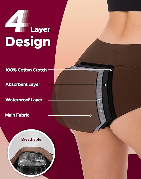 Smileai Fashion Women’s Period Panty | Pack of 2 Leakproof Menstrual Underwear | Heavy Flow Protection | Reusable & Washable Period Panties for Women & Teens